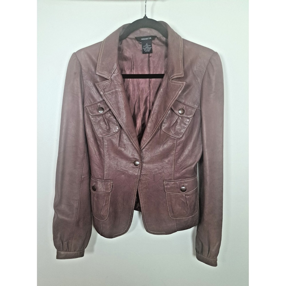 Vintage Y2K Arden B Jacket Size Small Leather Purple Brown Single Button